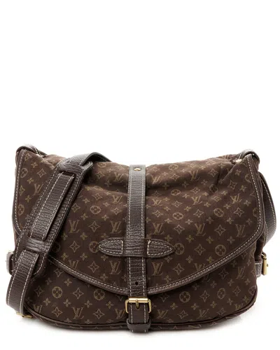 Pre-owned Louis Vuitton Brown Monogram Mini Lin Canvas Saumur 30 (authentic Pre-loved)