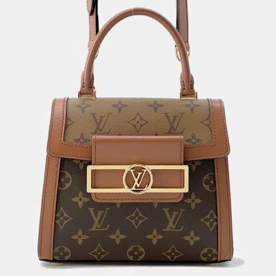 Pre-owned Louis Vuitton Brown Monogram Monogram Reverse Canvas Dauphine Capital