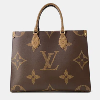 Pre-owned Louis Vuitton Brown Monogram Monogram Reverse Canvas Monogram Giant Mm Onthego Bag