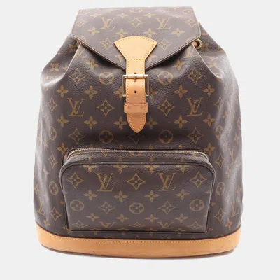 Pre-owned Louis Vuitton Brown Monogram Montsouris Gm Backpack