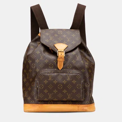 Pre-owned Louis Vuitton Brown Monogram Montsouris Gm Backpack