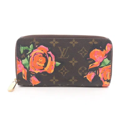 Pre-owned Louis Vuitton Brown Monogram Multi-color Rose Monogram Rose Long Wallet (bi-fold) ()