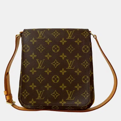 Pre-owned Louis Vuitton Brown Monogram Musette Salsa Pm Long Strap