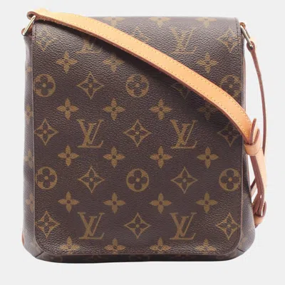 Pre-owned Louis Vuitton Brown Monogram Musette Salsa Pm Long Strap