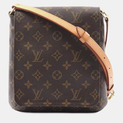 Pre-owned Louis Vuitton Brown Monogram Musette Salsa Pm Long Strap