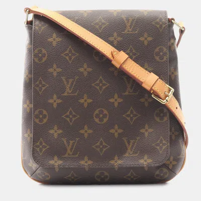 Pre-owned Louis Vuitton Brown Monogram Musette Salsa Pm Short Strap