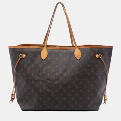 Pre-owned Louis Vuitton Brown Monogram Neverfull Gm