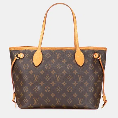 Pre-owned Louis Vuitton Brown Monogram Neverfull Pm Tote