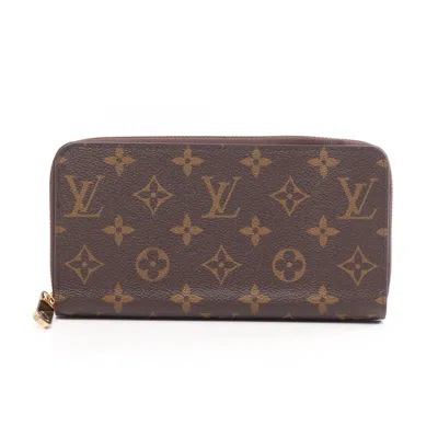 Pre-owned Louis Vuitton Brown Monogram Pink Rose Ballerine Monogram Leather Long Wallet (bi-fold) () In Brown, Monogram, Pink, Rose Ballerine
