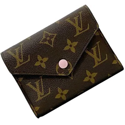 Pre-owned Louis Vuitton Brown Monogram Pink Rose Ballerine Monogram Wallet (tri-fold) ()