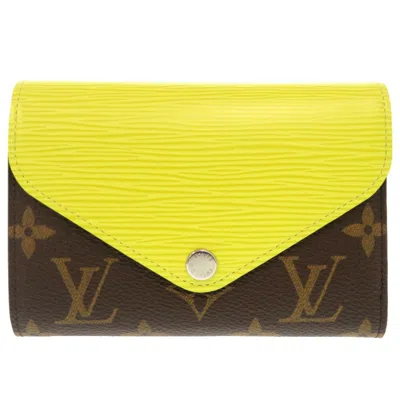 Pre-owned Louis Vuitton Brown Monogram Pistache Yellow Monogram Epi Leather Wallet (tri-fold) ()