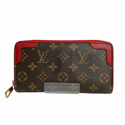 Pre-owned Louis Vuitton Brown Monogram Red Color Monogram Long Wallet (bi-fold) ()