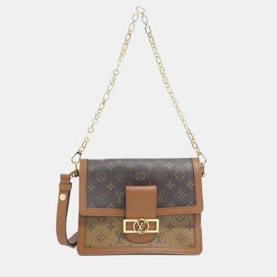 Pre-owned Louis Vuitton Brown Monogram Reverse Canvas Dauphine Mm Shoulder Bag