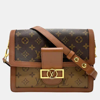 Pre-owned Louis Vuitton Brown Monogram Reverse Canvas Dauphine Mm Shoulder Bag