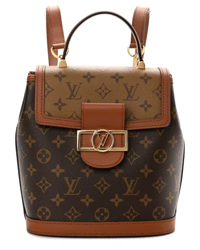 Pre-owned Louis Vuitton Brown Monogram Reverse Coated Canvas Dauphine Backpack Pm  (authentic Pre-loved)