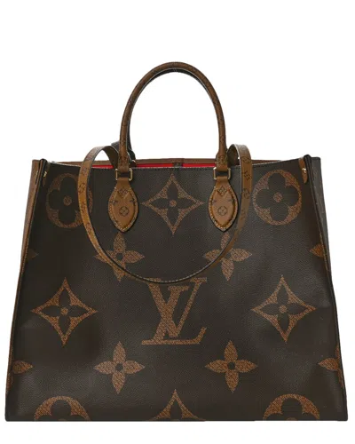 Pre-owned Louis Vuitton Brown Monogram Reverse Coated Canvas Onthego Gm (authentic Pre-  Loved)