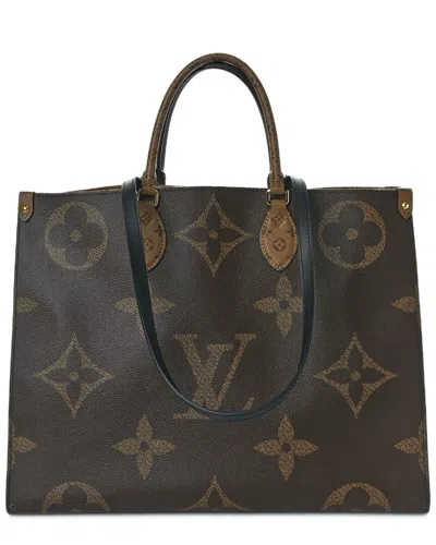 Pre-owned Louis Vuitton Brown Monogram Reverse Coated Canvas Onthego Gm (authentic Pre-  Loved)