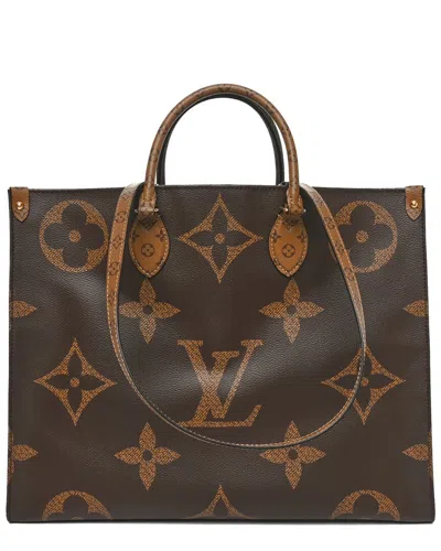 Pre-owned Louis Vuitton Brown Monogram Reverse Coated Canvas Onthego Gm (authentic Pre-  Loved)