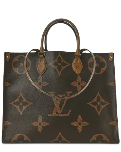 Pre-owned Louis Vuitton Brown Monogram Reverse Coated Canvas Onthego Gm (authentic Pre-loved)
