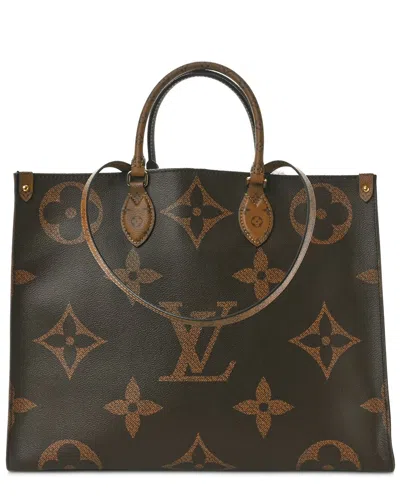 Pre-owned Louis Vuitton Brown Monogram Reverse Coated Canvas Onthego Gm (authentic Pre-loved)