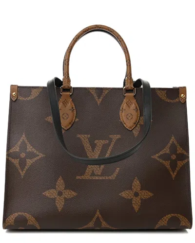 Pre-owned Louis Vuitton Brown Monogram Reverse Coated Canvas Onthego Mm Reverse  (authentic )
