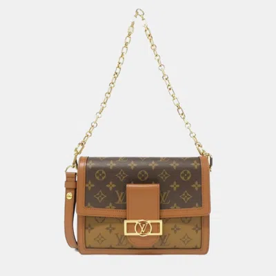 Pre-owned Louis Vuitton Brown Monogram Reverse Dauphine Mm Shoulder Bag