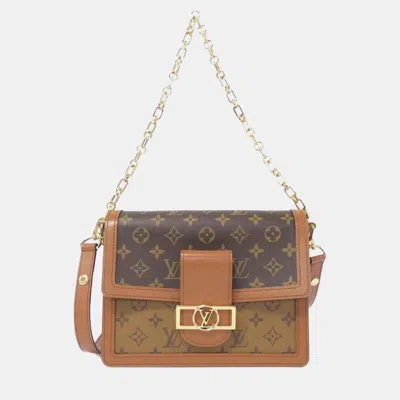 Pre-owned Louis Vuitton Brown Monogram Reverse Dauphine Mm Shoulder Bag