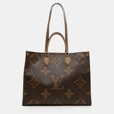 Pre-owned Louis Vuitton Brown Monogram Reverse Giant Onthego Gm