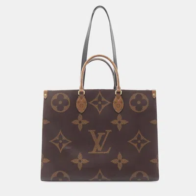 Pre-owned Louis Vuitton Brown Monogram Reverse Giant Onthego Gm