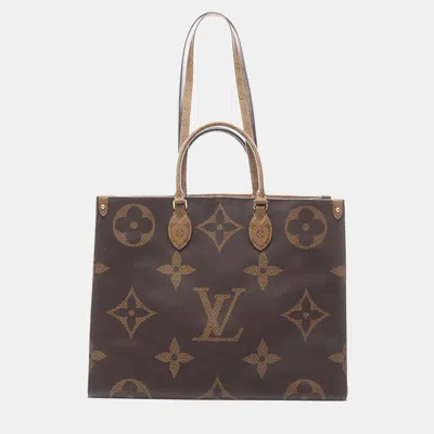 Pre-owned Louis Vuitton Brown Monogram Reverse Giant Onthego Gm