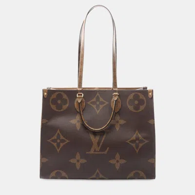 Pre-owned Louis Vuitton Brown Monogram Reverse Giant Onthego Gm
