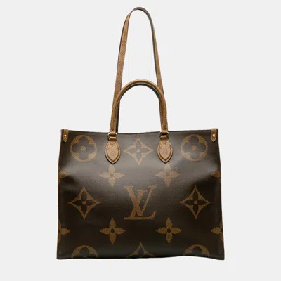 Pre-owned Louis Vuitton Brown Monogram Reverse Giant Onthego Gm