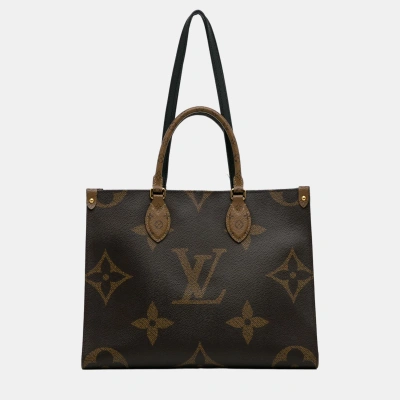 Pre-owned Louis Vuitton Brown Monogram Reverse Giant Onthego Mm