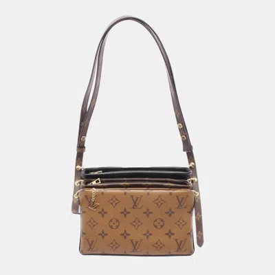 Pre-owned Louis Vuitton Brown Monogram Reverse Lv3 Pouch