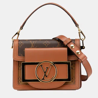 Pre-owned Louis Vuitton Brown Monogram Reverse Mini Dauphine Lock Xl