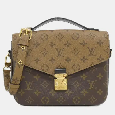 Pre-owned Louis Vuitton Brown Monogram Reverse Pochette Metis Mm Handbag