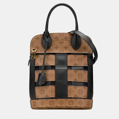 Pre-owned Louis Vuitton Brown Monogram Reverse Tressage Tote Mm