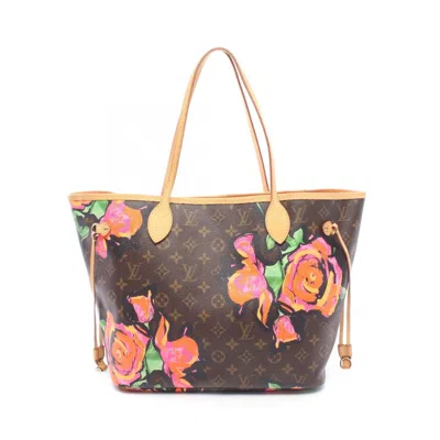 Pre-owned Louis Vuitton Brown Monogram Rose Multi-color Pink Coated Canvas Leather Tote Bag () In Brown, Monogram Rose, Multi-color, Pink