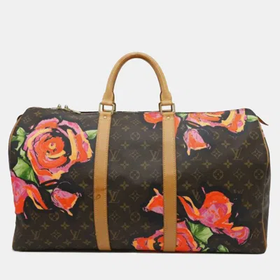Pre-owned Louis Vuitton Brown Monogram Roses Keepall 50