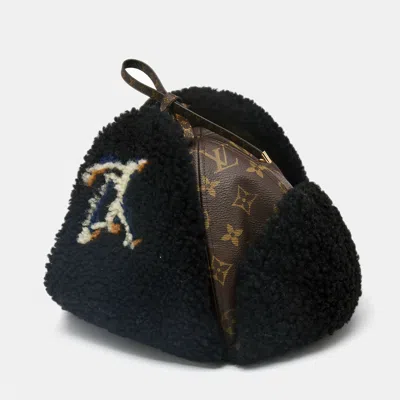 Pre-owned Louis Vuitton Brown Monogram Shearling/leather Teddy Chapka Hat S