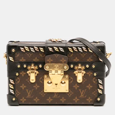 Pre-owned Louis Vuitton Brown Monogram Studded Petite Malle Shoulder Bag