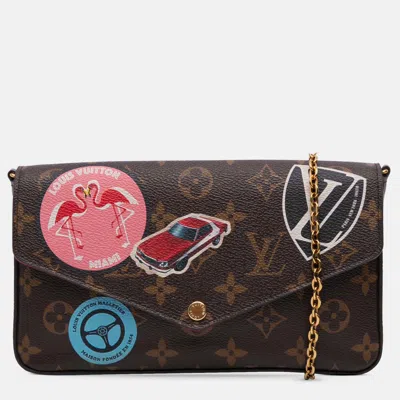 Pre-owned Louis Vuitton Brown Monogram World Tour Pochette Felicie