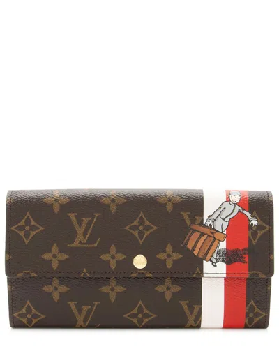 Pre-owned Louis Vuitton Brown, Multi Coated Canvas Groom Sarah Wallet (authentic Pre-  Loved)