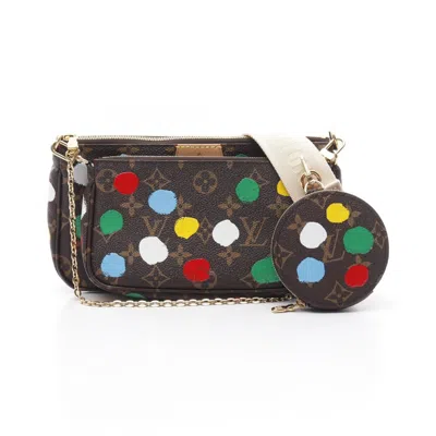 Pre-owned Louis Vuitton Brown Multi-color Monogram Pvc Coated Canvas Leather Pochette Shoulder Bag ()
