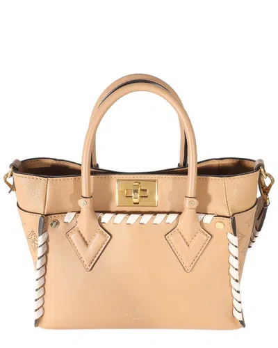 Pre-owned Louis Vuitton Brown, Neutral, Tan Mahina Calfskin Braided On My Side Pm  (authentic Pre-loved)