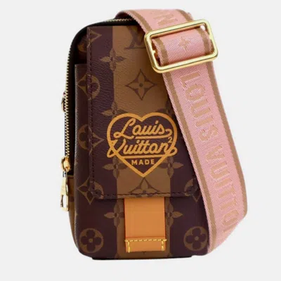 Pre-owned Louis Vuitton Brown Nigo Monogram Reverse Double Phone Pouch