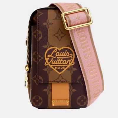 Pre-owned Louis Vuitton Brown Nigo Monogram Reverse Double Phone Pouch