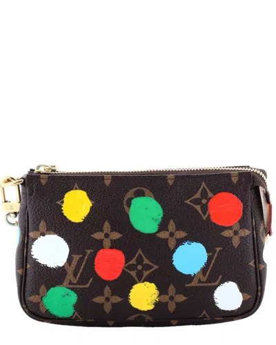 Pre-owned Louis Vuitton Brown Painted Dots Monogram Canvas Pochette Accessoires Yayoi  Kusama Mini (authentic