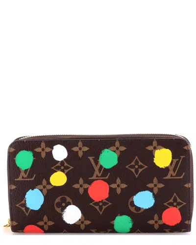 Pre-owned Louis Vuitton Brown Painted Dots Monogram Canvas Zippy Wallet Yayoi Kusama  (authentic Pre-loved)