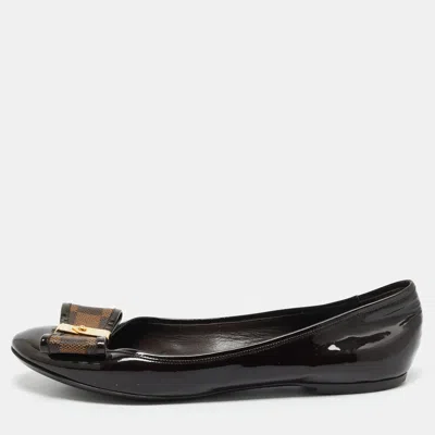 Pre-owned Louis Vuitton Brown Patent Leather And Coated Canvas Valentine Ballet Flats Size 40